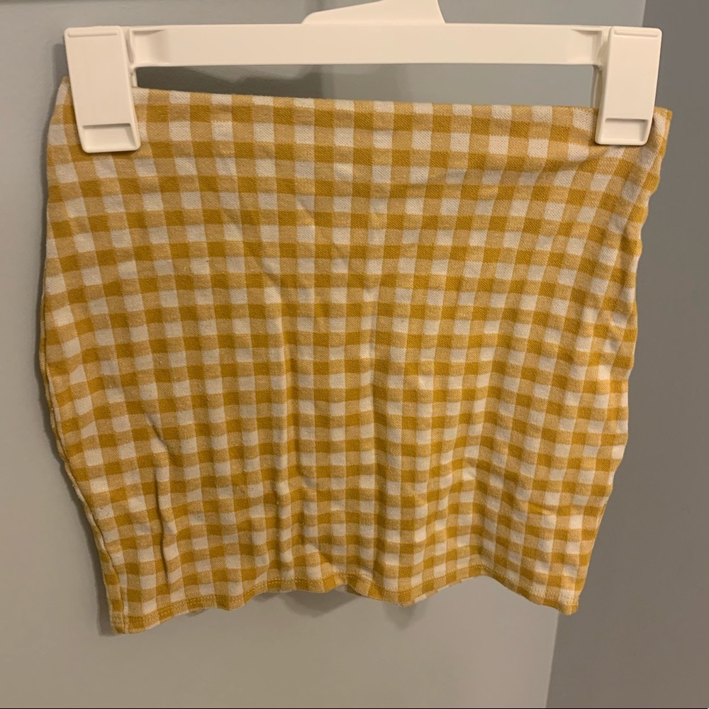 Forever 21 Mustard Yellow Plaid Bodycon Skirt